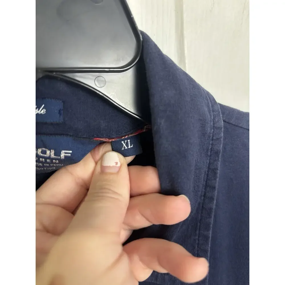 Polo Golf Ralph Lauren Vintage Lisle Navy Pima Cotton Walter Course XL Clemson